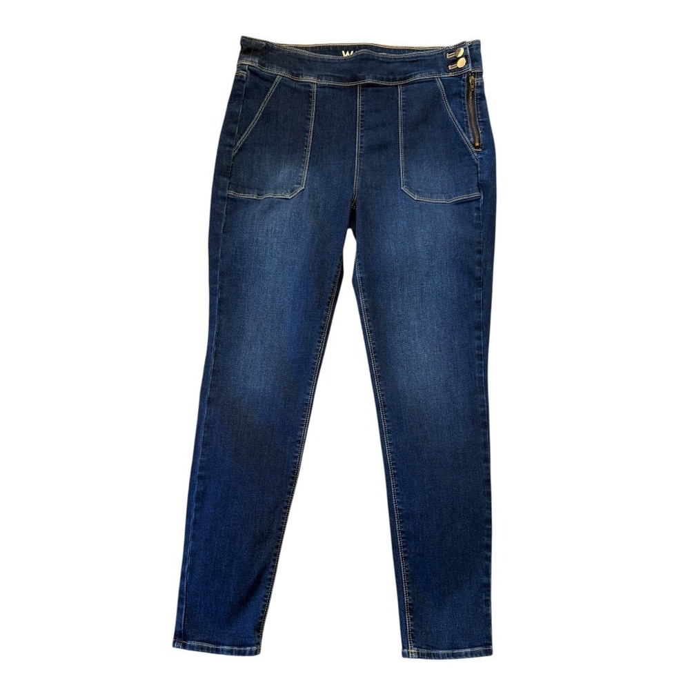 WHBM Skinny Ankle‎ Jeans Womens 8 Dark Wash Side Zip Pull On Patch Pocket Denim
